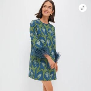 ISO Tuckernuck Blue and Green Patterned Dress with Feather Details